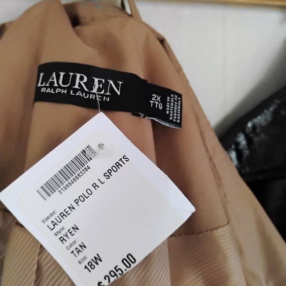 NWT Lauren Ralph Lauren Womens Trench Coat  2XL Tan Color Double Breasted Belted - Picture 8 of 8